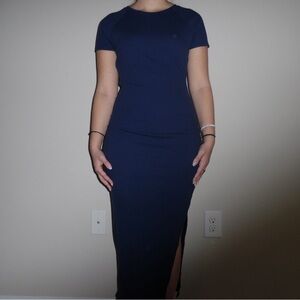 PINK Navy Midi Dress